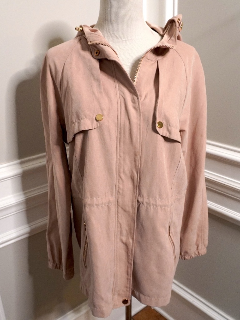 Cavalini pink hooded utility jacket or windbreaker, Size L